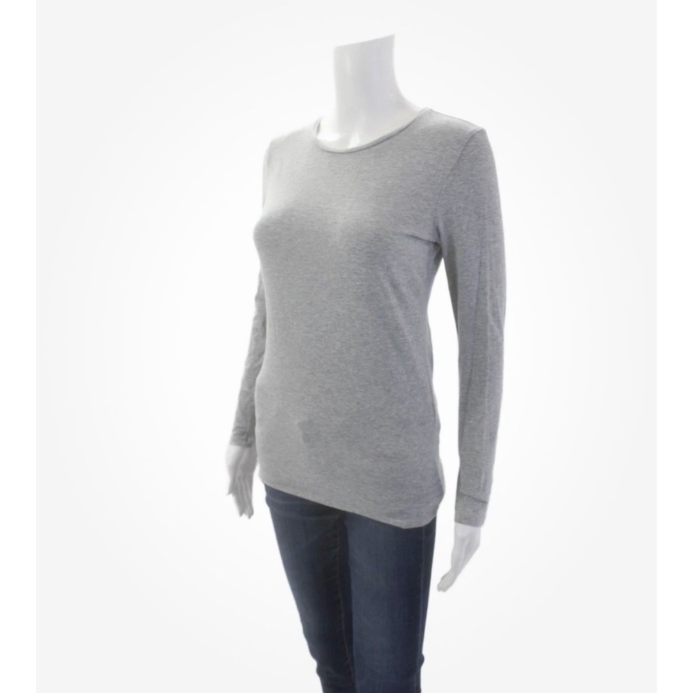 White + Warren Womens Cotton Long Sleeve‎ Round Neck Basic T-Shirt Gray Size L